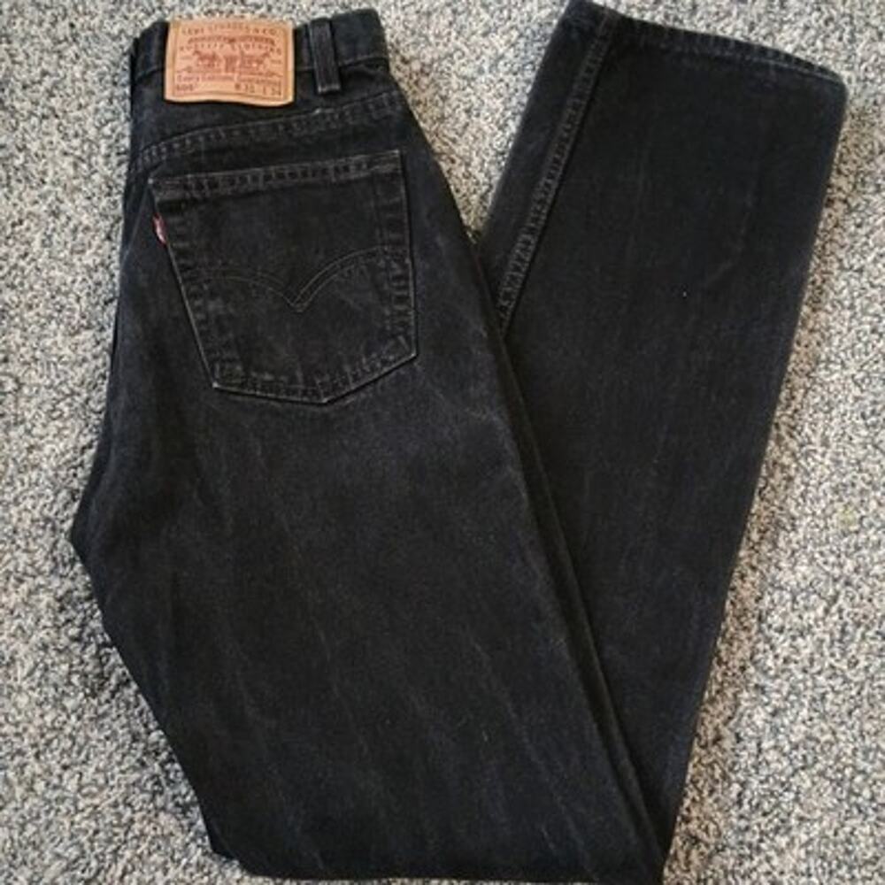 Levi's Vintage 90s Black Denim Jeans Dark Wash 28x32 Regular Fit Straight Leg